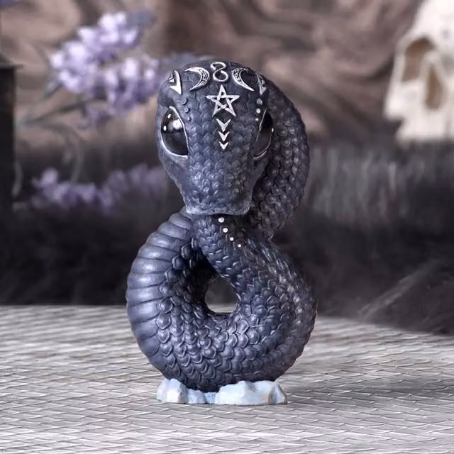 Nemesis Now Ouroboros Occult Snake Figurine in Black and Silver, Height: 9.6 cm