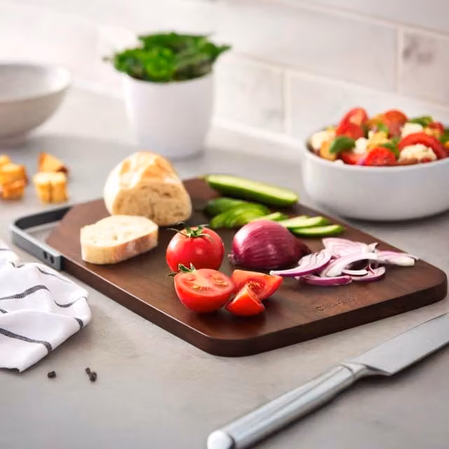 Sur La Table Rectangular Wooden Chopping Board with Handle, Brown