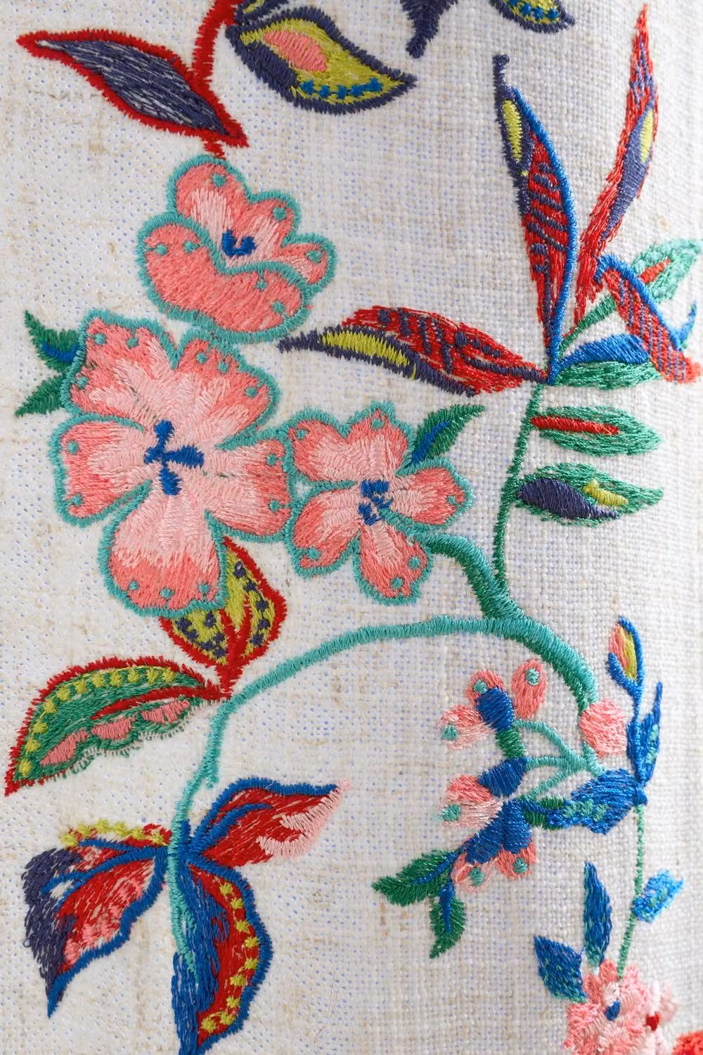Sophie Robinson Flourish Floral Embroidered Tab Top Voile Curtain Panel, Multicolour, W: 140 cm, Drop: 183 cm – 3