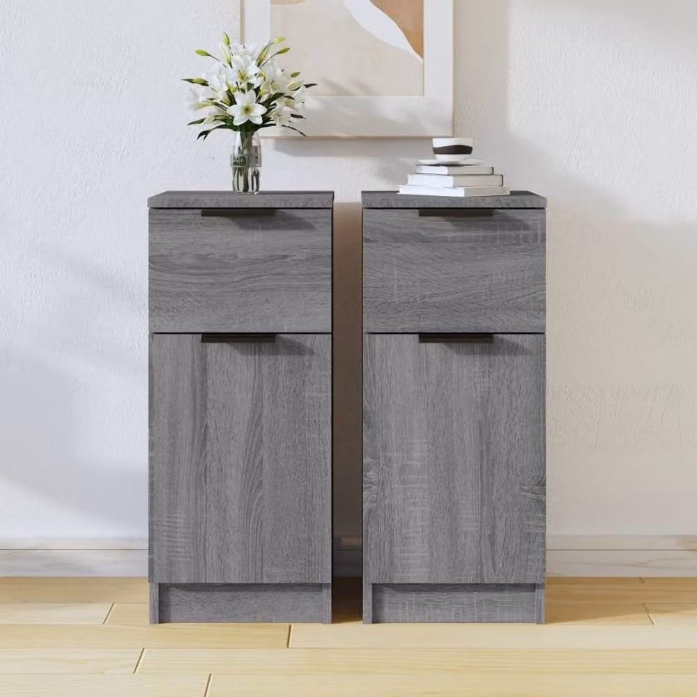 Berkfield Home Set of 2 Grey Sonoma Sideboards in Engineered Wood, W/D/H: 30 x 30 x 70 cm – 1