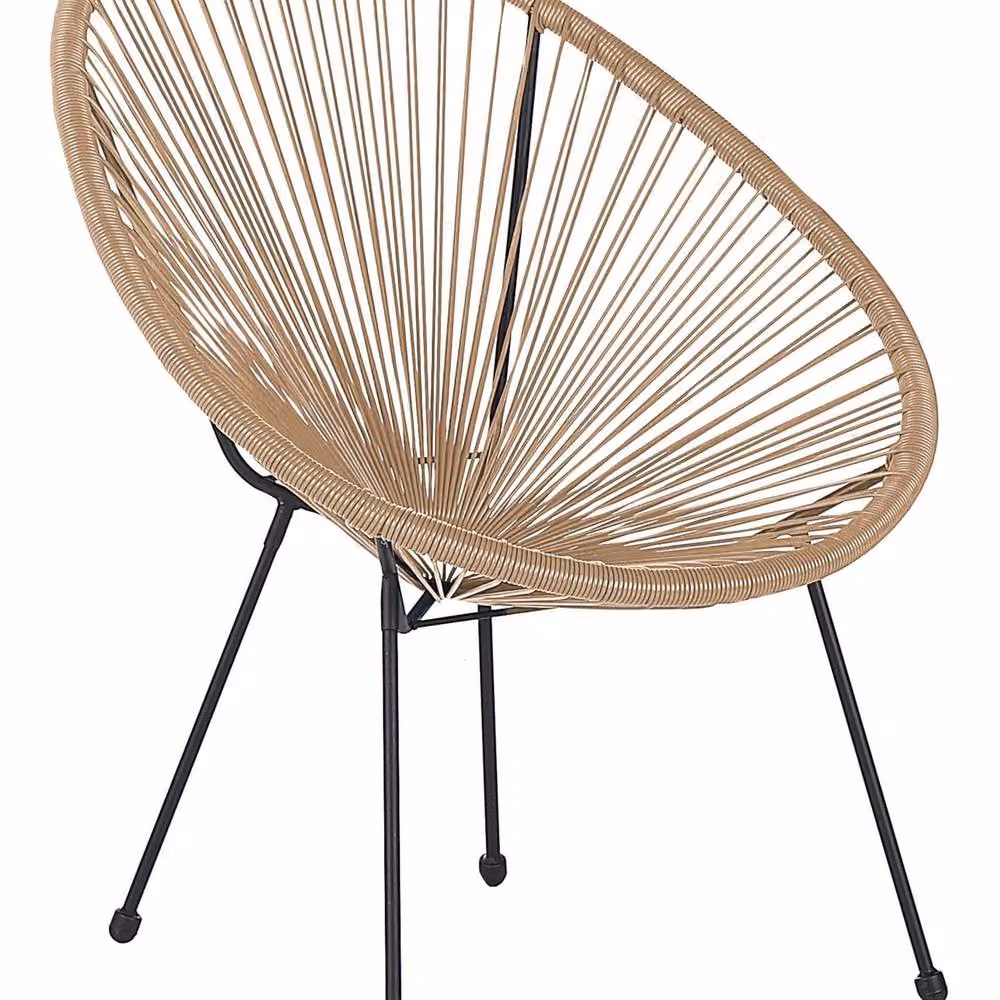Wyld and Coco Papasan Garden Chair in Brown Natural PE Rattan with Powder-Coated Steel Base – 2
