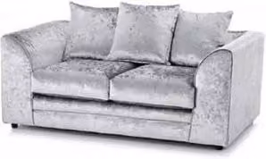 Sofa Scene Ltd Chicago 2 Seater Silver Crushed Velvet Sofa with Scatter Cushions – 1