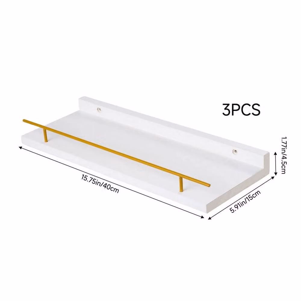 EONLION Set of 3 White Floating Wall Shelves, Width: 50 cm – 2