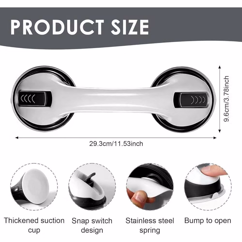 NESTLUNE 2-Pack Suction Grab Rail Bar Safe Handle Handrail in White – 2
