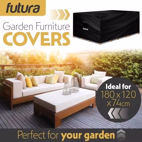 Futura Waterproof Rectangular Garden Furniture Cover in Black, 420D Oxford Fabric, W/D/H: 180 x 120 x 74 cm – 3