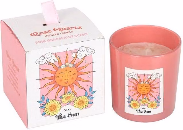 KDMD The Sun Rose Quartz Crystal Chip Votive Candle in Pink with Fruity Scent