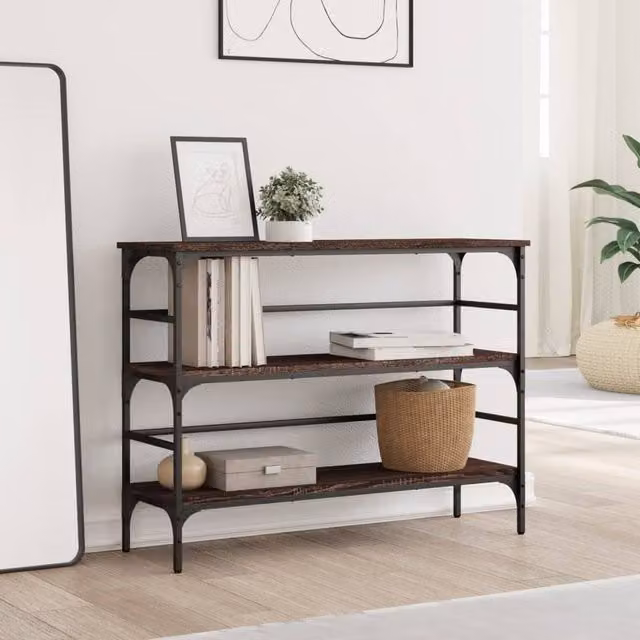 Berkfield Home Decorative Console Table in Brown Oak, W/D/H: 100 x 32 x 75 cm – 1