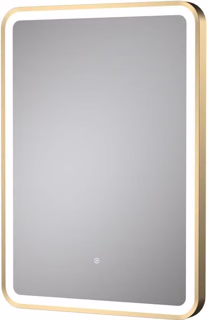 Balterley Modern Rectangular LED Touch Sensor Mirror with Demister in Brushed Brass, W: 70 cm, H: 50 cm