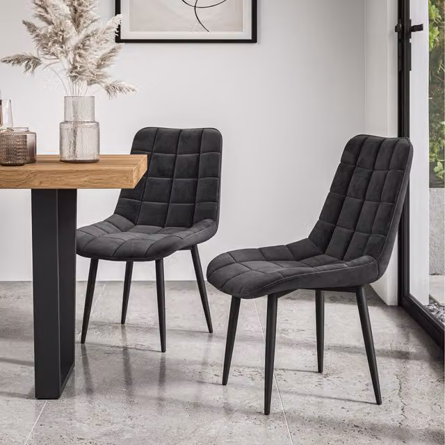 More4Homes Nova Modern Velvet Dining Chair Set of 4 in Black