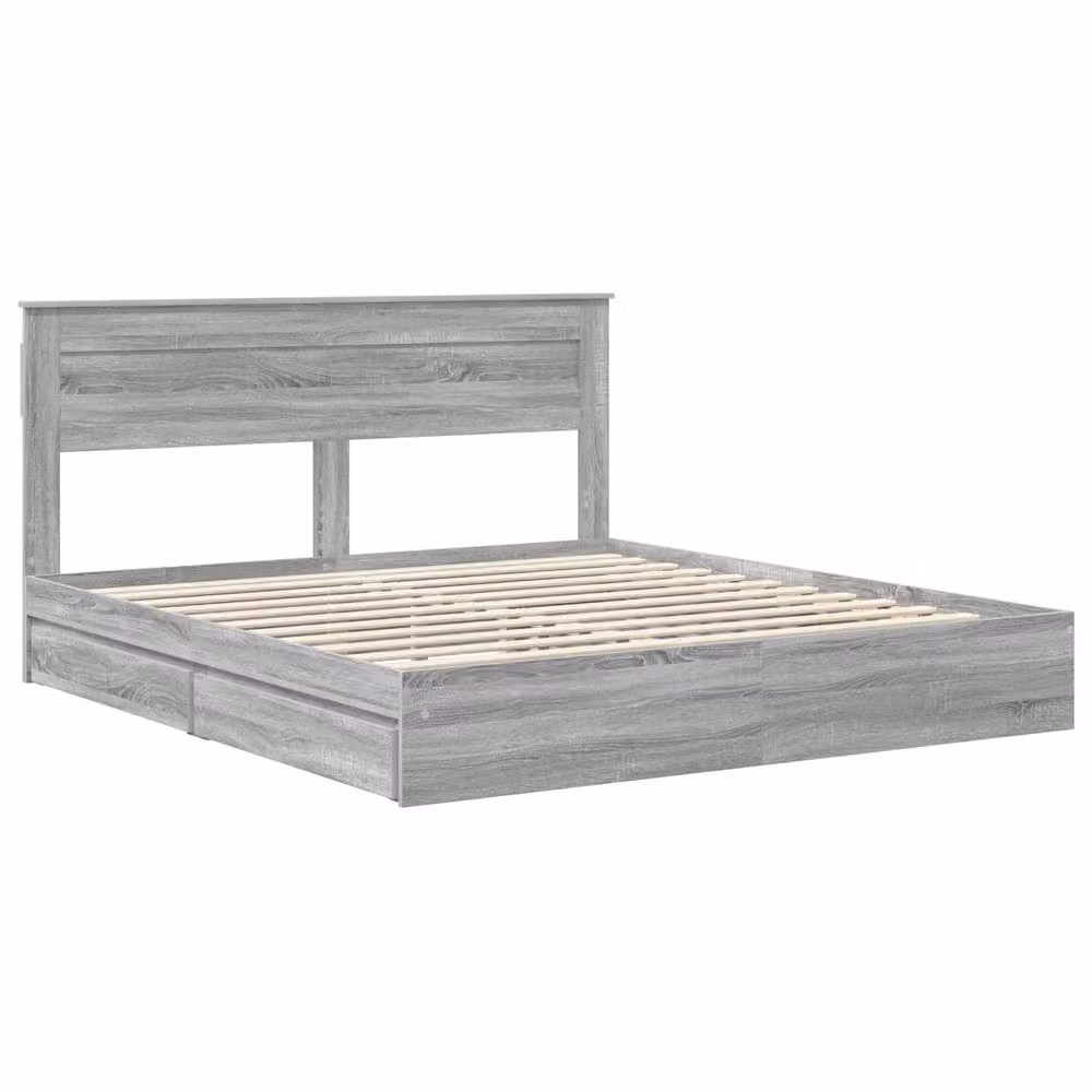 Berkfield Home Sonoma Grey Storage Bed with Drawers, Engineered Wood, 200 x 200 cm – 2