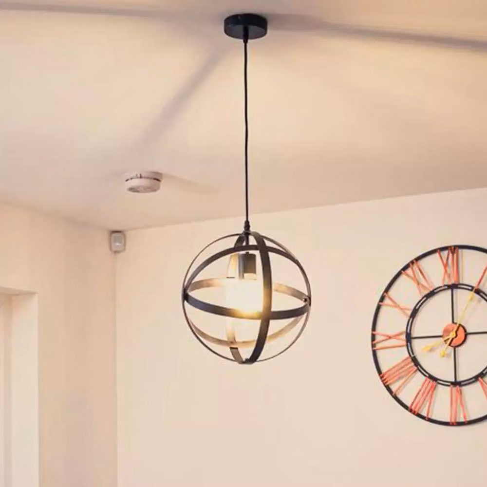 EONLION Black Industrial Spherical Metal Suspended Ceiling Light with Height Adjustment – 4