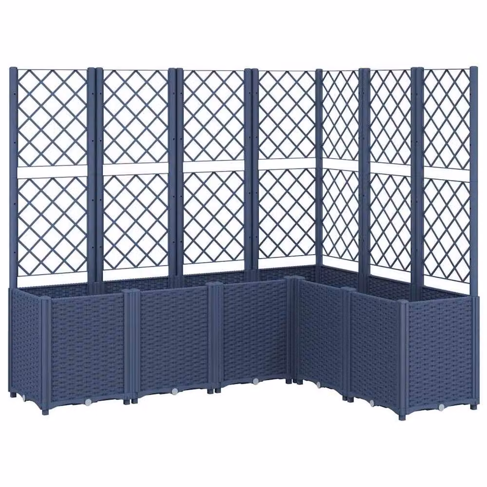 Berkfield Home Garden Planter with Trellis in Blue Grey, W/D/H: 160 x 120 x 140 cm – 3