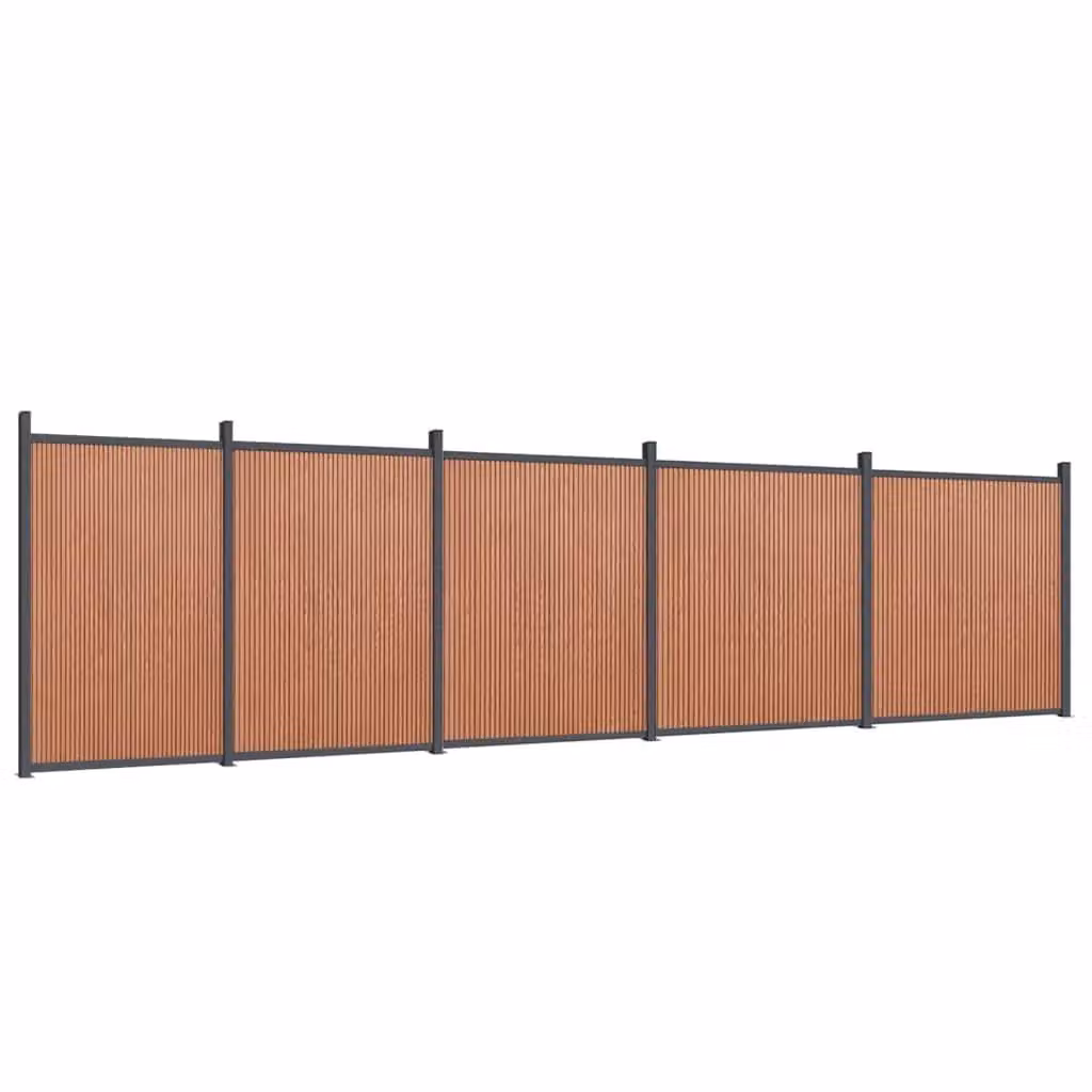 Berkfield Home Brown WPC and Aluminium Opaque Fence Panel, W: 872 cm, H: 186 cm – 1