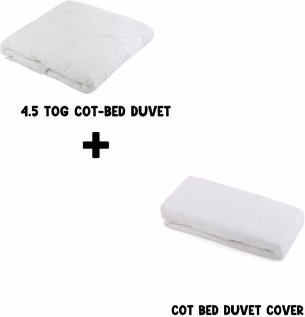 Junior Joy Baby 4.5 TOG Cot Bed Duvet and Cotton Cover Set, White, W: 120 cm x L: 150 cm