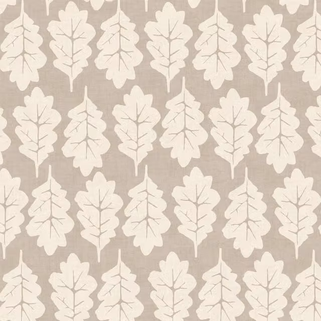 iLiv Oak Leaf Organic Cotton Floral Fabric in Oatmeal Beige