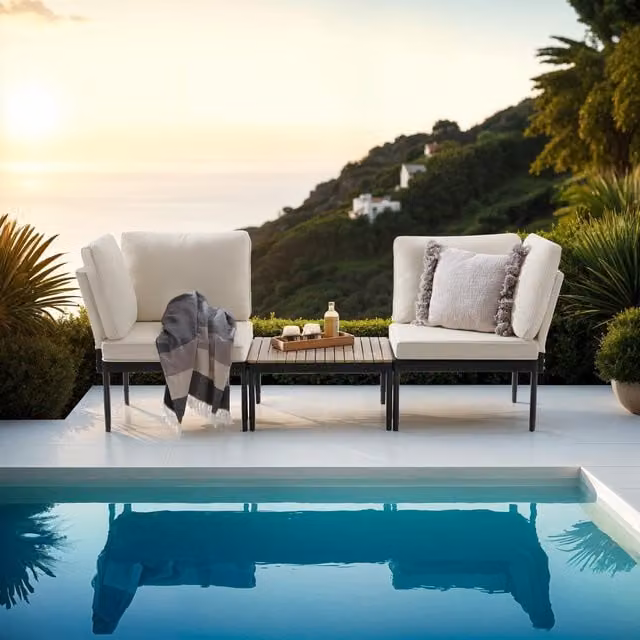 tectake Magaluf 5-in-1 Garden Lounge Set with Anthracite Grey Upholstered Cushions and Powder Coated Aluminium Frame