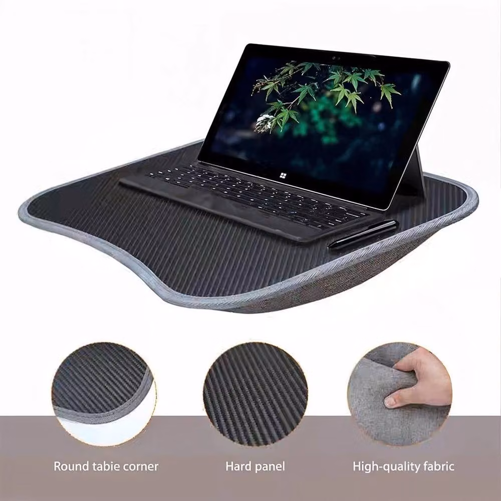 FLAVORA Portable Lap Desk Laptop Tray Table with Pillow Cushion, Black, W: 100 cm, D: 100 cm – 4