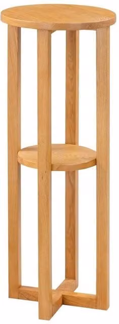FORGEVIO Round Plant Stand Slim Tall Side Table in Light Oak Wood – 1