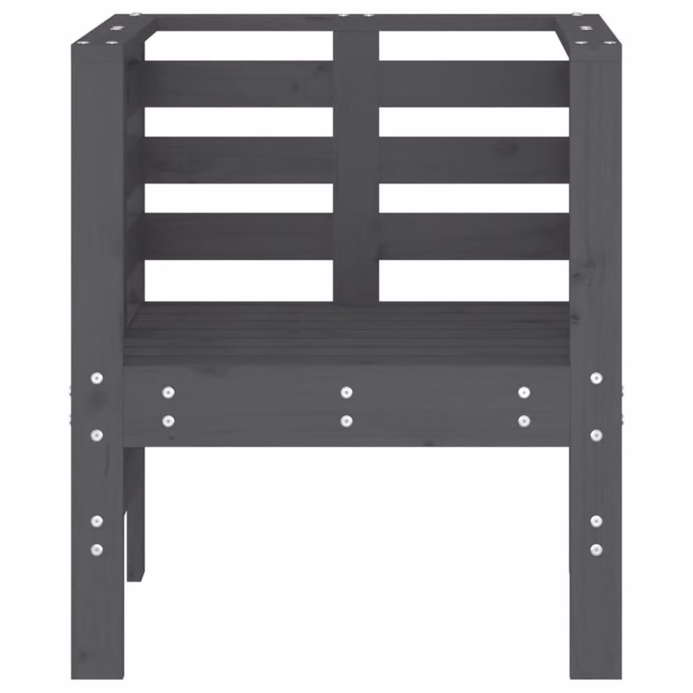 Berkfield Home Beautiful Garden Chairs, Set of 2, Grey, Solid Pine Wood, W: 61.5 cm, D: 53 cm, H: 71 cm – 4