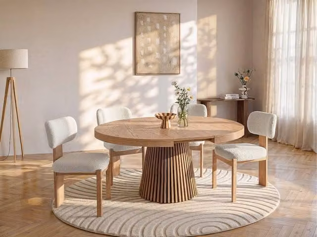 Vente-unique Oval Extendable Dining Table for 4 to 6 Adults in Light Oak Veneer – 1