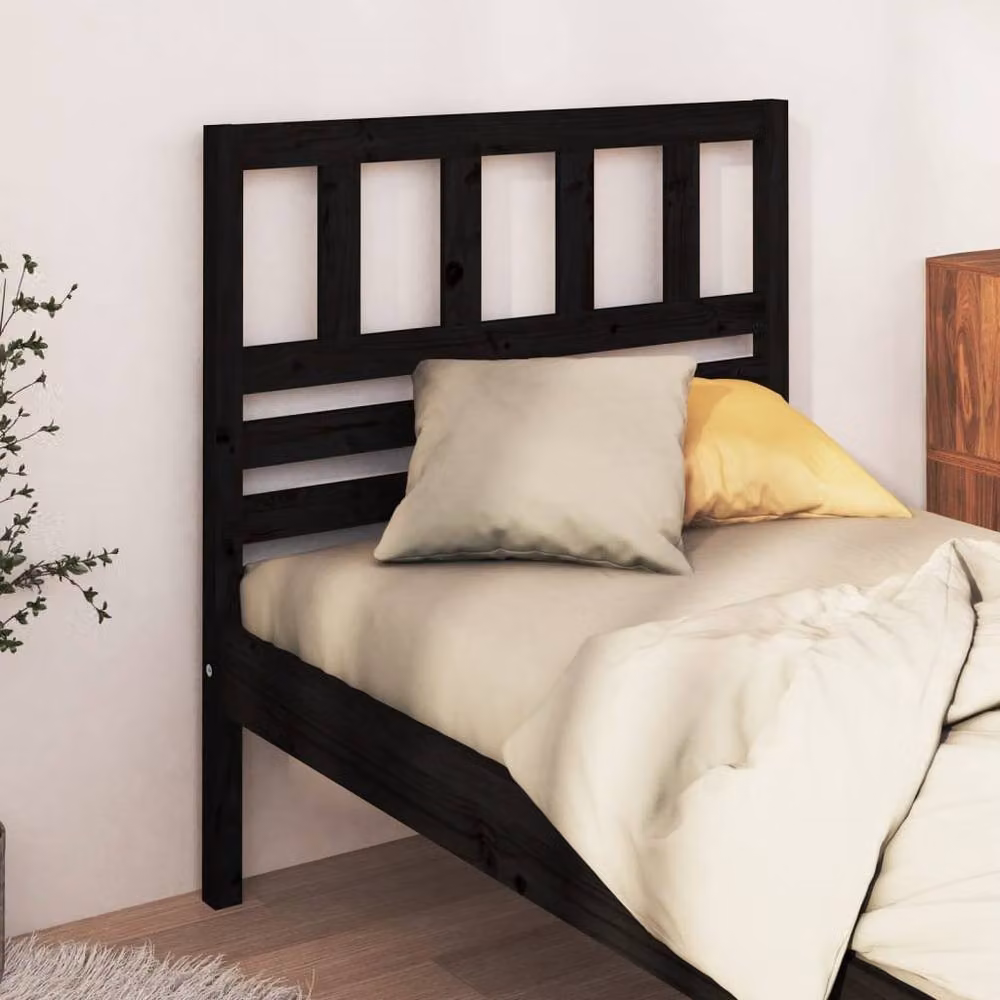 Berkfield Home Black Solid Pine Wood Bed Headboard, W/D/H: 81 x 4 x 100 cm – 2