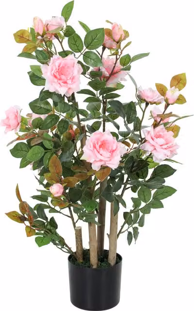 HOMCOM Pink Artificial Rose Tree with 17 Flowers and 344 Silk Leaves, Height: 90 cm