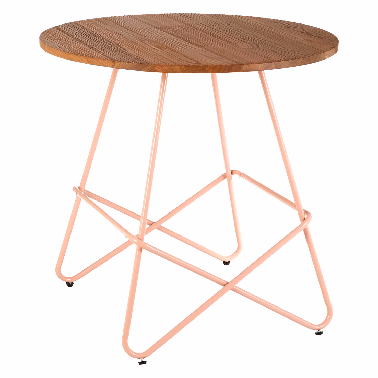 Orsina Round Pink Metal and Elm Wood Dining Table, Diameter: 120 cm, Height: 75 cm – 2