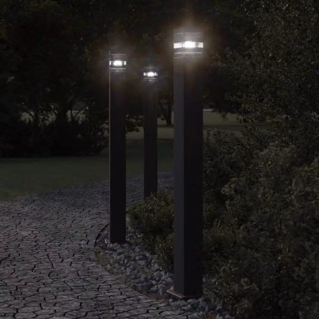 Berkfield Home Black Aluminium Outdoor Floor Lamp with Motion Sensor, Height: 110 cm – 1