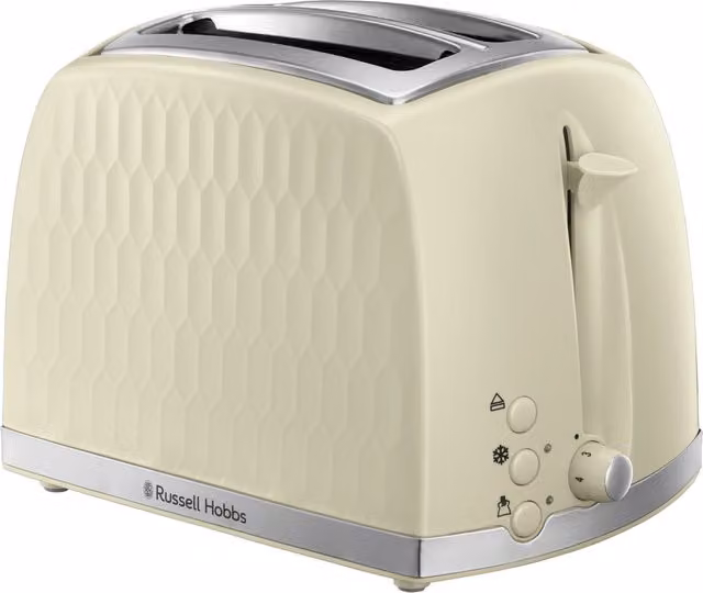 Russell Hobbs 2 Slice Honeycomb Toaster in Beige and Yellow