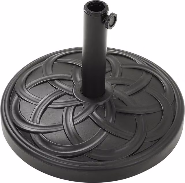 Livingandhome Black Geometric Garden Parasol Base with Concrete and Metal Construction