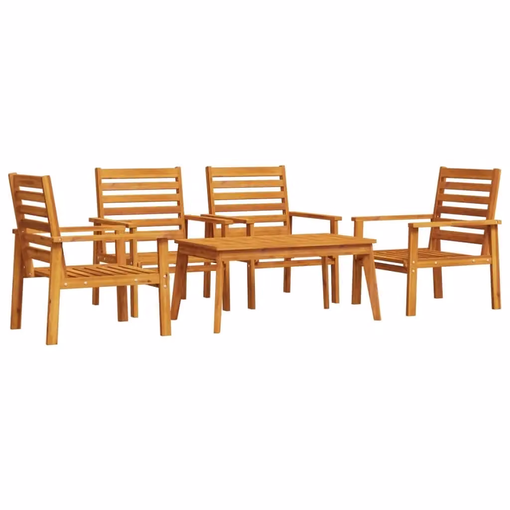 Berkfield Home 5 Piece Garden Lounge Set in Brown Solid Acacia Wood – 2