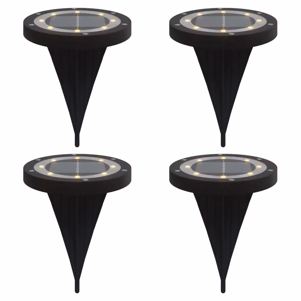 Berkfield Home Solar Ground Lights with Ground Spikes, 4 Pack, Warm White, Black – 2