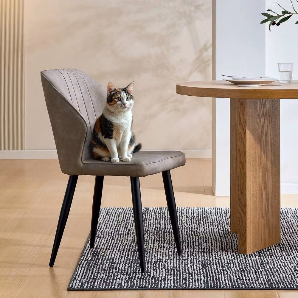 KORVIXA Set of 2 Grey Faux Leather Modern Kitchen Dining Chairs – 2