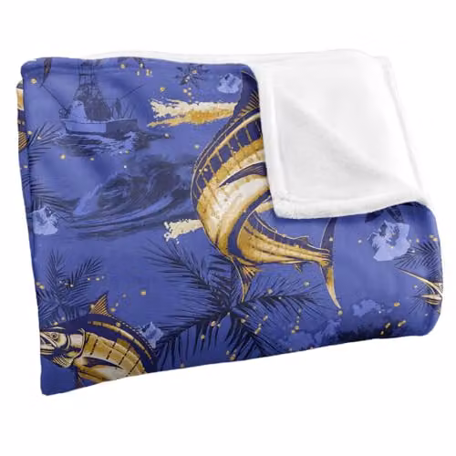 JQ Licensing Marlin Tiki Fishing Pattern 2 Super Soft Silky Touch Fleece Throw Blanket, Multicolour, W: 91 cm, D: 147 cm – 2