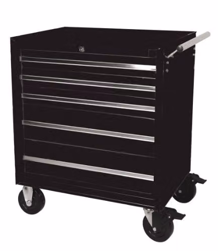 Hilka PMT110 Professional 5 Drawer Rollaway Cabinet in Black