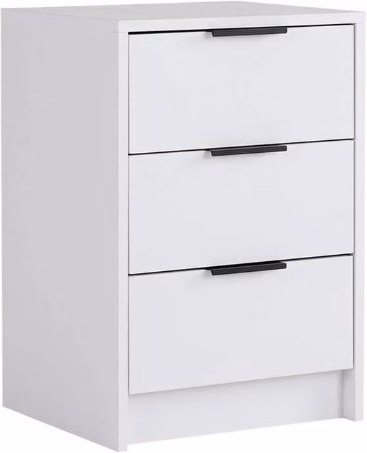 NESTLUNE White and Silver 3 Drawer Modern Bedroom Storage Unit, W: 100 cm, D: 15 cm – 1