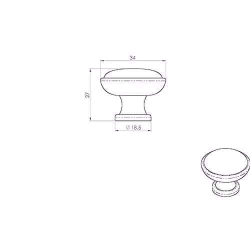 Loops Domed Top Cupboard Door Knob in Brushed Silver, 34mm Diameter – 2