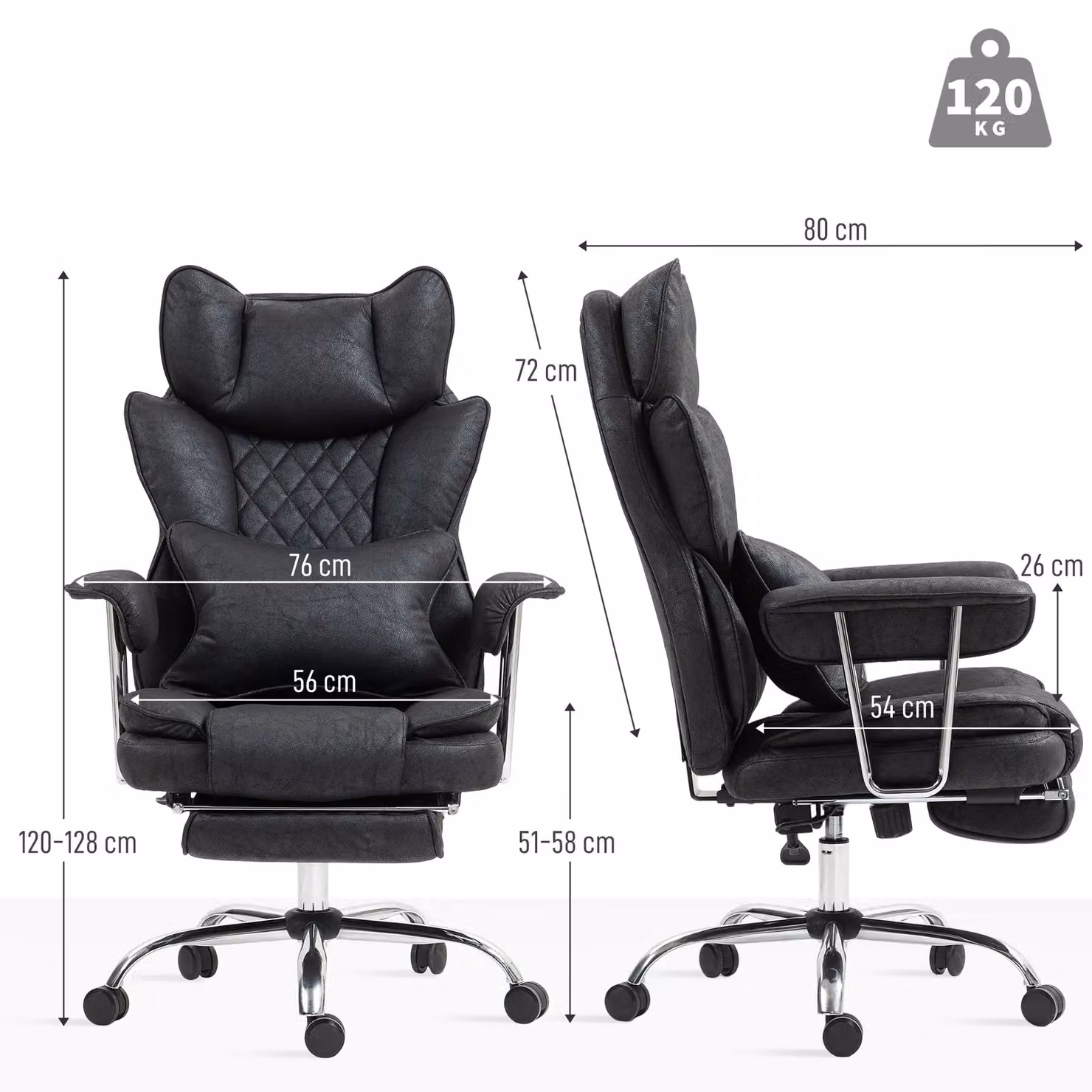 HOMCOM Black High Back Executive Office Chair with Headrest and Armrests – 3