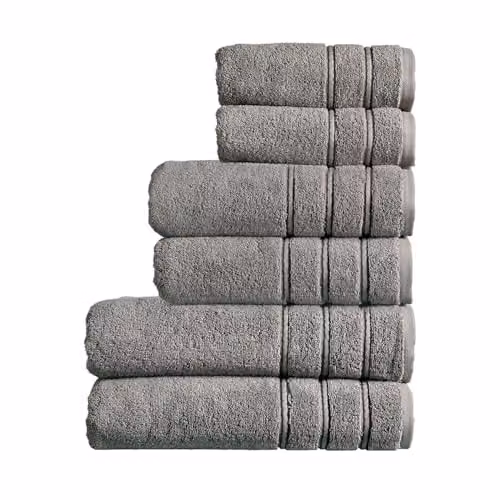 Christy Antalya 6 Piece Luxury Family Towel Set in Grey, 100% Turkish Cotton, 600GSM – 1