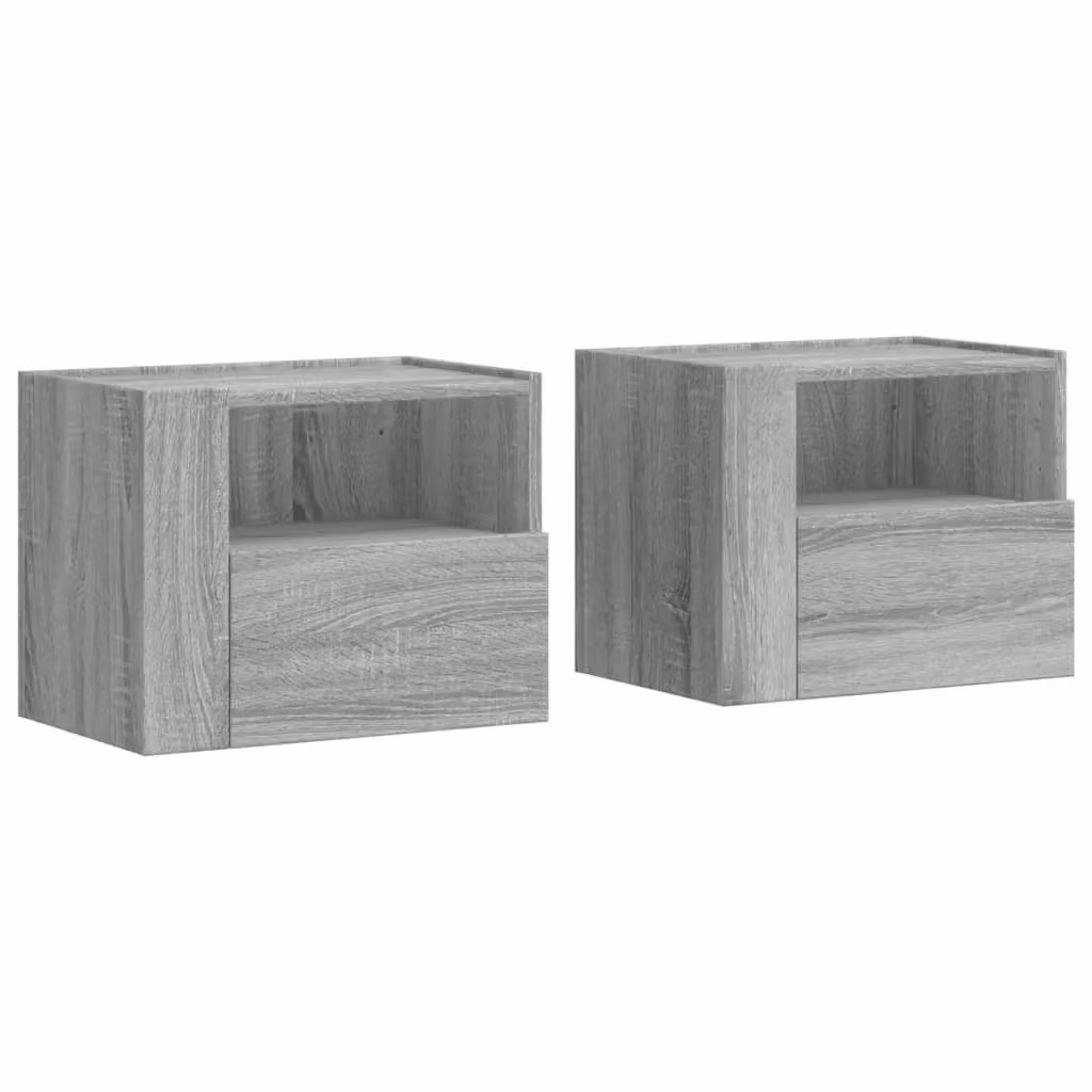 Berkfield Home Wall-mounted Bedside Cabinets, 2 Pack, Grey, W/D/H: 45 x 30 x 35 cm – 2