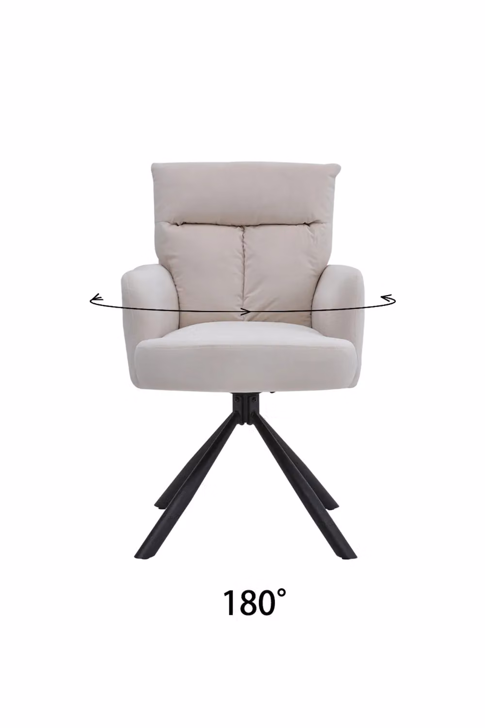 Living and Home Modern Upholstered Swivel Armchair with Armrests in Beige and Black – 2