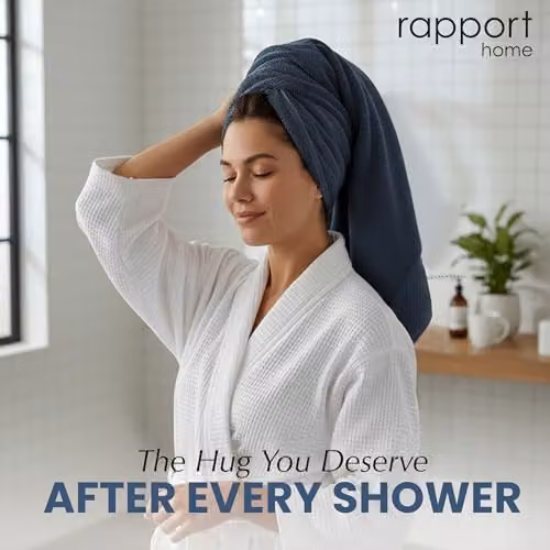 Rapport Home Eden Weave 2-Pack Cotton Bath Towels in Blue, W: 70 cm, D: 120 cm – 4