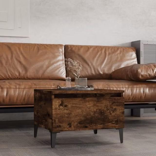 Berkfield Home Smoked Oak Side Table in Brown, W/D/H: 50 x 46 x 35 cm