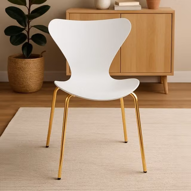 Interiors by Premier Modern White and Gold Dining Chair