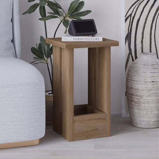 Decortie Tasos Modern Minimalist Side Table in Brown, W/D/H: 30 x 30 x 50.5 cm – 1