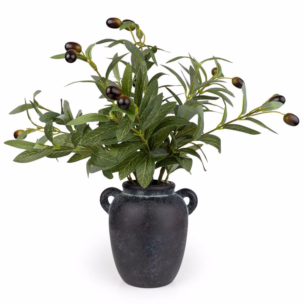 Madison & Mayfair 40cm Artificial Green Mediterranean Olive Tree in a Ceramic Decorative Vase – 2