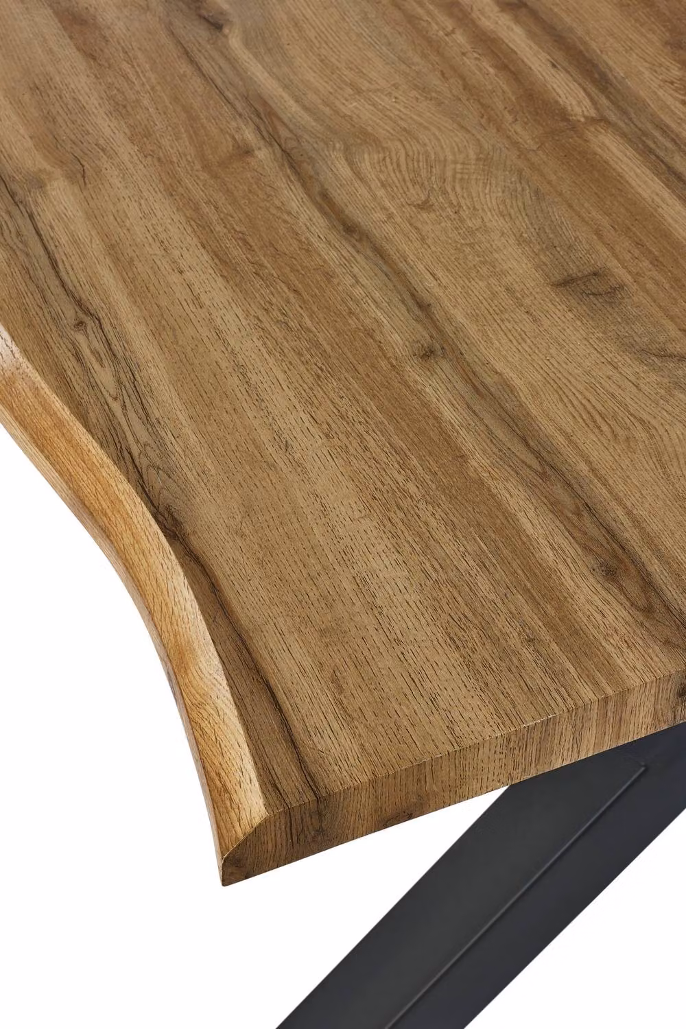 Julian Bowen Harvey Live Edge Rectangular 4-6 Seater Dining Table in Light Oak and Black – 4