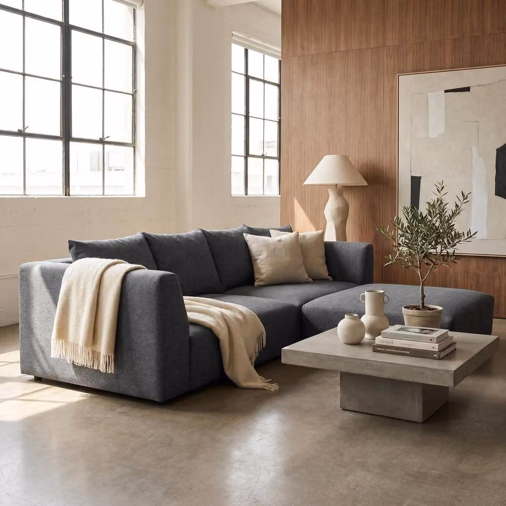 Abakus Direct Tokyo Reversible L-Shape Corner Sofa in Anthracite Grey Fabric with Scatter Cushions – 2
