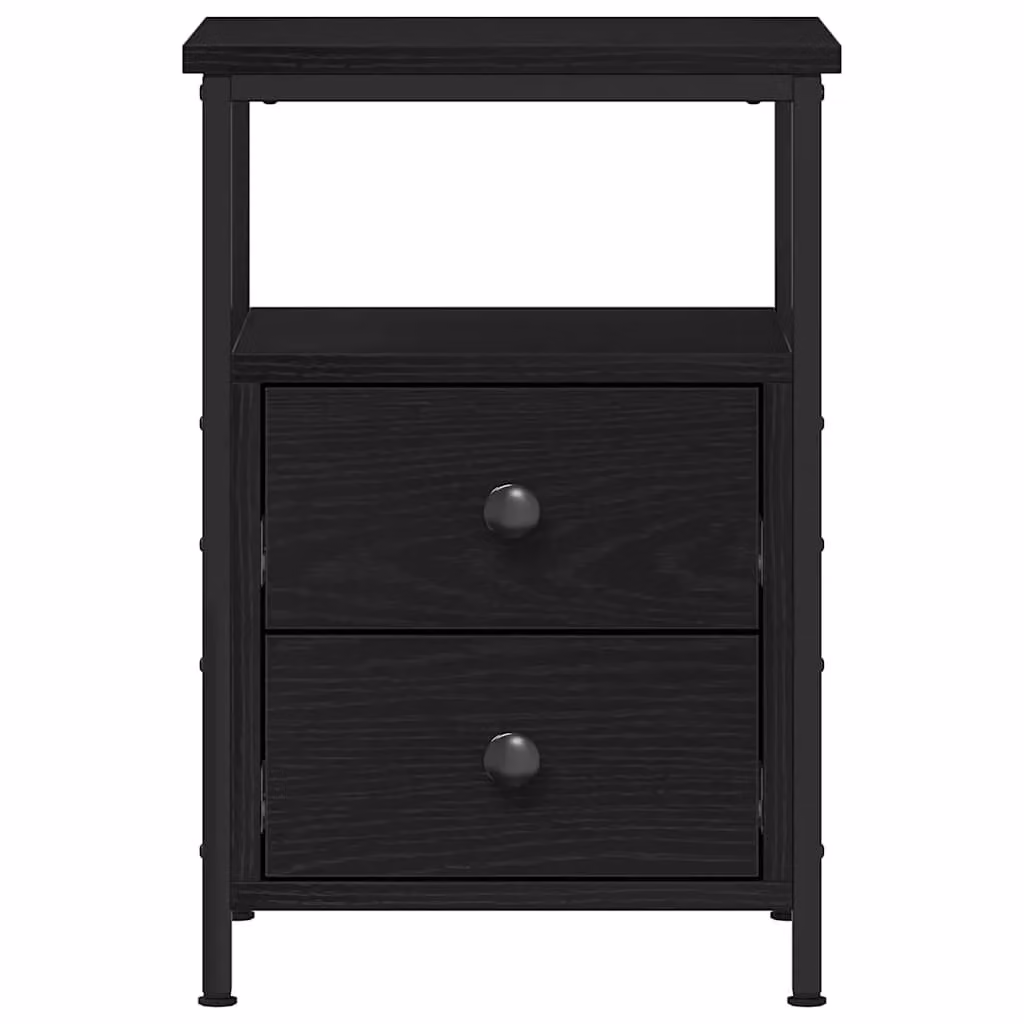 Berkfield Home Set of 2 Black Oak Bedside Cabinets, W/D/H: 34 x 35.5 x 50 cm – 5