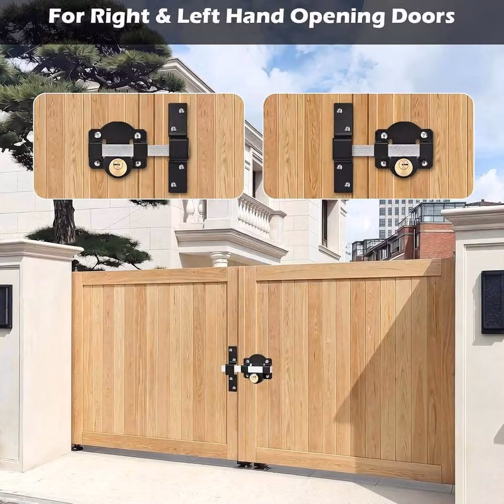 Kelvenix Heavy Duty Gate Lock with Double Sided Long Bolt and 5 Keys, Black – 3